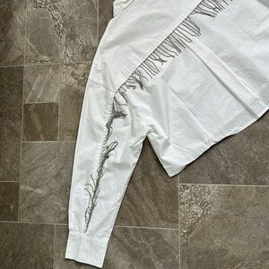 French connection L crop linen white crystal embelished Alissa cotton shirt NWT